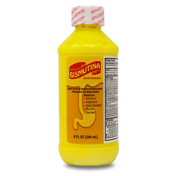 BISMUTINA Antacid & Anti-Diarrheal Liquid with Bismuth Subsalicylate, 8 fl oz, 1 pack