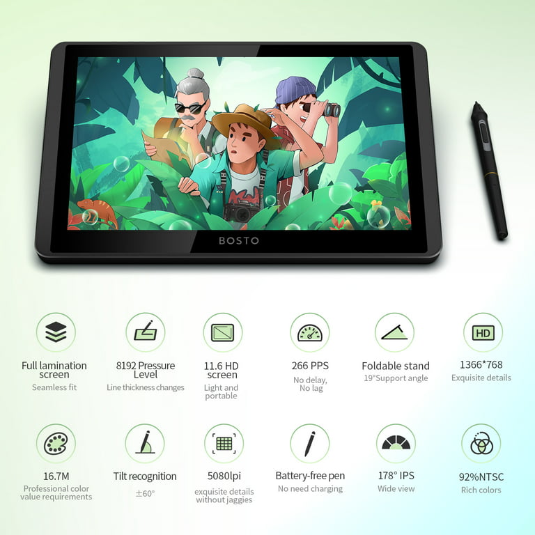 Huion KAMVAS 13 Graphics Drawing Tablet with Screen, 13.3 Pen Display for  Android, Mac, PC, Linux, Adjustable Stand 