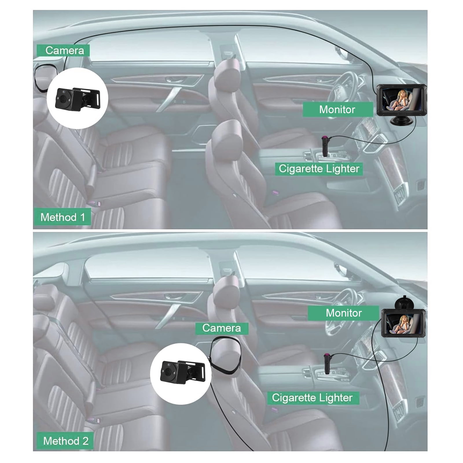 Bisofice Car ,With Wide Clear With Infant Seat Camera Rear Car Seat