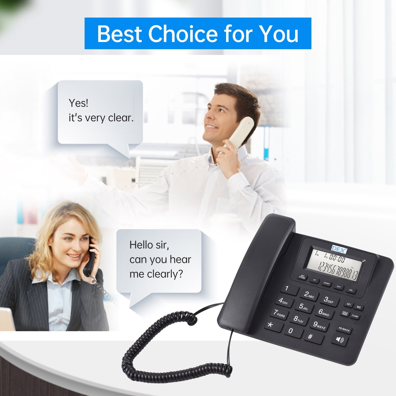 Bisofice Corded Phone Desk Landline Telephone Supports Dual System