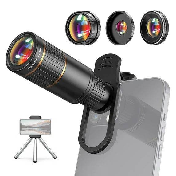 Bisofice Lens,4-in-1 Lens Kit Set With 22x 205° Fisheye Lens 25x Lens Lens Camera Lens Set 4k 0.67x Wide Kit Camera Lens Lip 15/14/13/12 Android Lens Set With Lens 25x Lens 0.67x Wide Lens