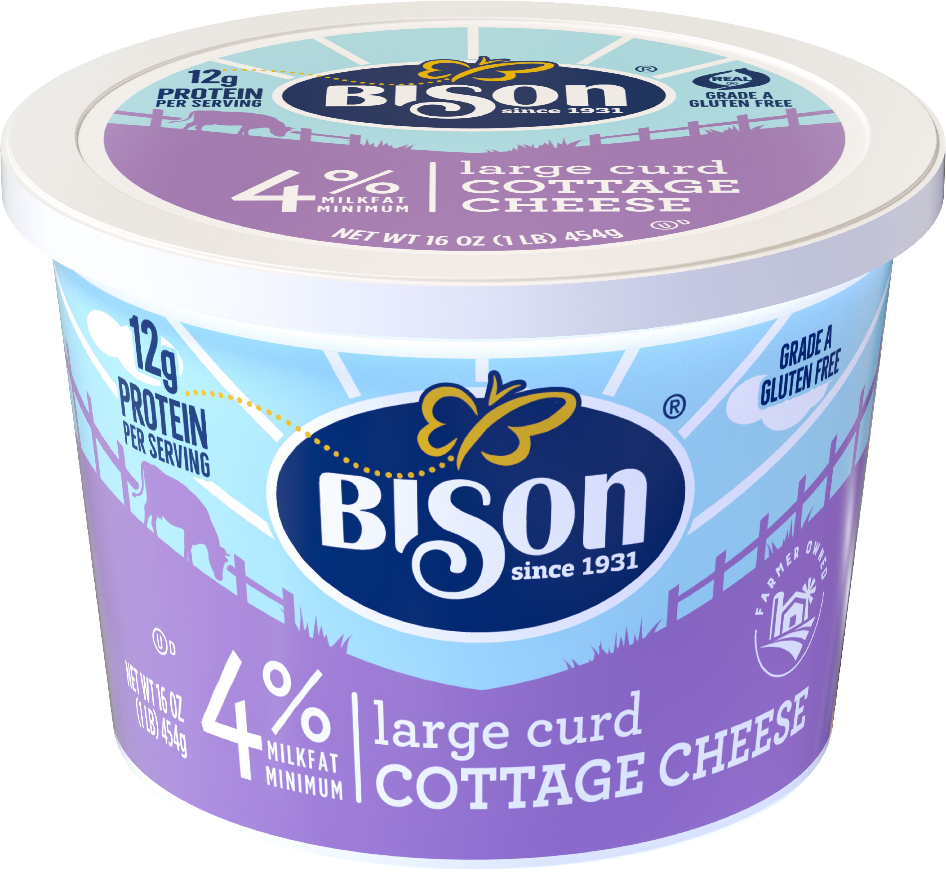 Bison 4% Milkfat Large Curd Cottage Cheese,16 oz - image 1 of 9