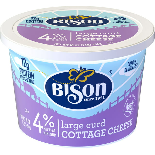 Bison 4% Milkfat Large Curd Cottage Cheese,16 oz
