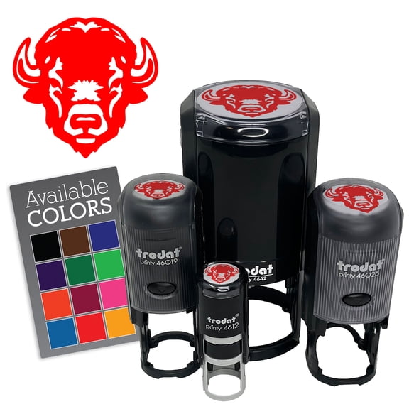 Bison American Buffalo Head Bovine Self-Inking Rubber Stamp for Stamping Ink Stamper Crafting Planners - 1/2 Inch Mini - Dry Pad (No Ink)