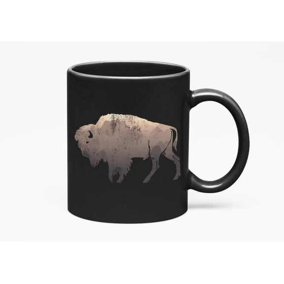 Bison Art Cup, Black 11oz Ceramic Mug