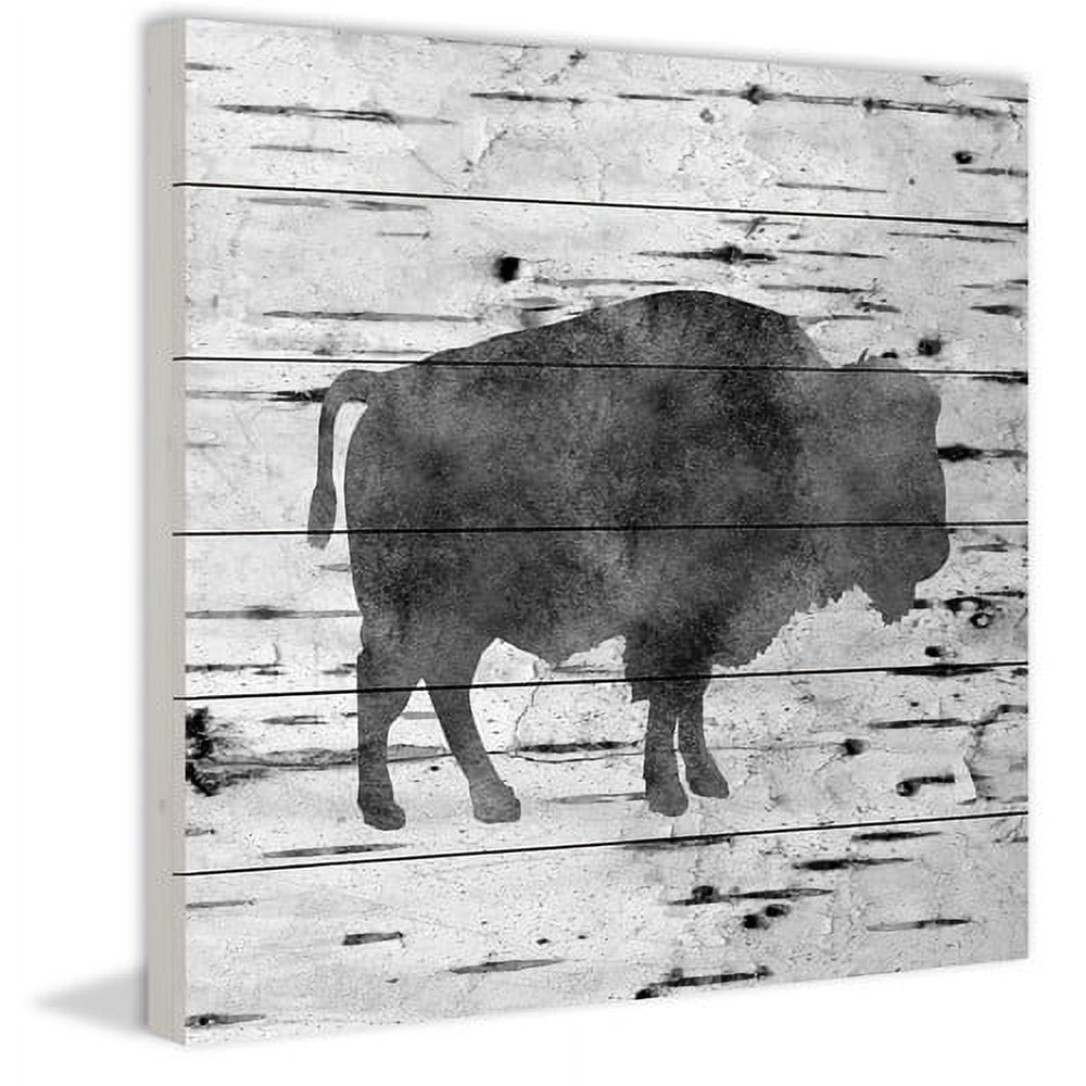 "Bison Birch Bark" Painting Print on White Wood