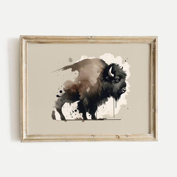 Bison Buffalo Acrylic Wall Art Rustic Animal Wall Art Nature Wildlife Gift for Room Office or Home Decor Unframed Paper Print