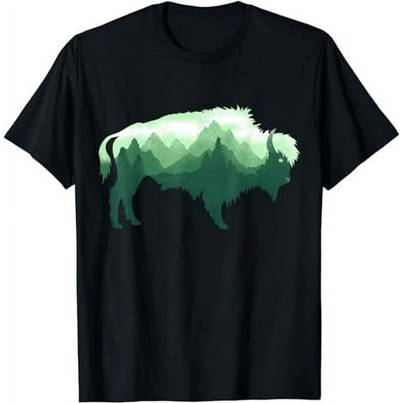 Bison Buffalo Double Exposure Surreal Wildlife Native Animal T-Shirt