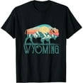 thumbnail image 1 of Bison Buffalo Retro Wyoming Tee WY Mountains Retro T-Shirt, 1 of 4