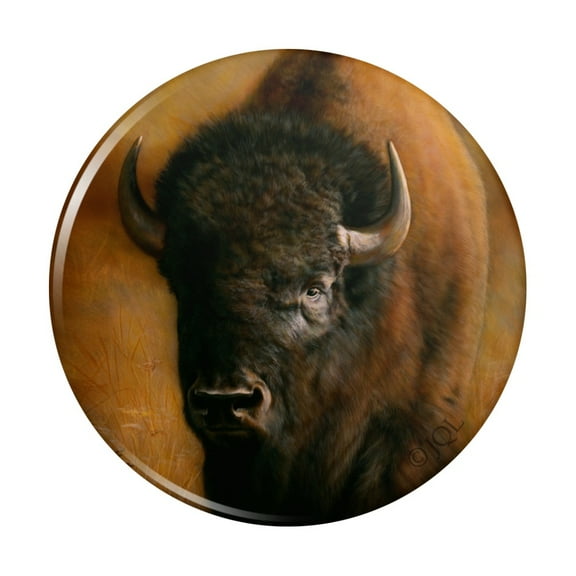 Bison Buffalo on the Praire Field Kitchen Refrigerator Locker Button Magnet