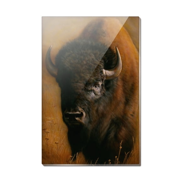 Bison Buffalo on the Praire Field Rectangle Acrylic Fridge Refrigerator Magnet