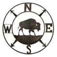 thumbnail image 1 of Bison Buffalo with N-S-E-W Compass Cardinal Directions Metal Wall Circle Sign, 1 of 10