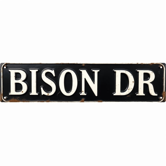Bison Drive Tin Decor 16*4 Inches "BISON DR" Park/Wildlife Wall Art - Retro Nature Accent, Bison Decor, Park Metal Sign