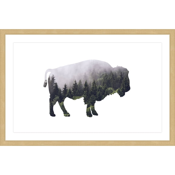 "Bison Forest" Framed Painting Print