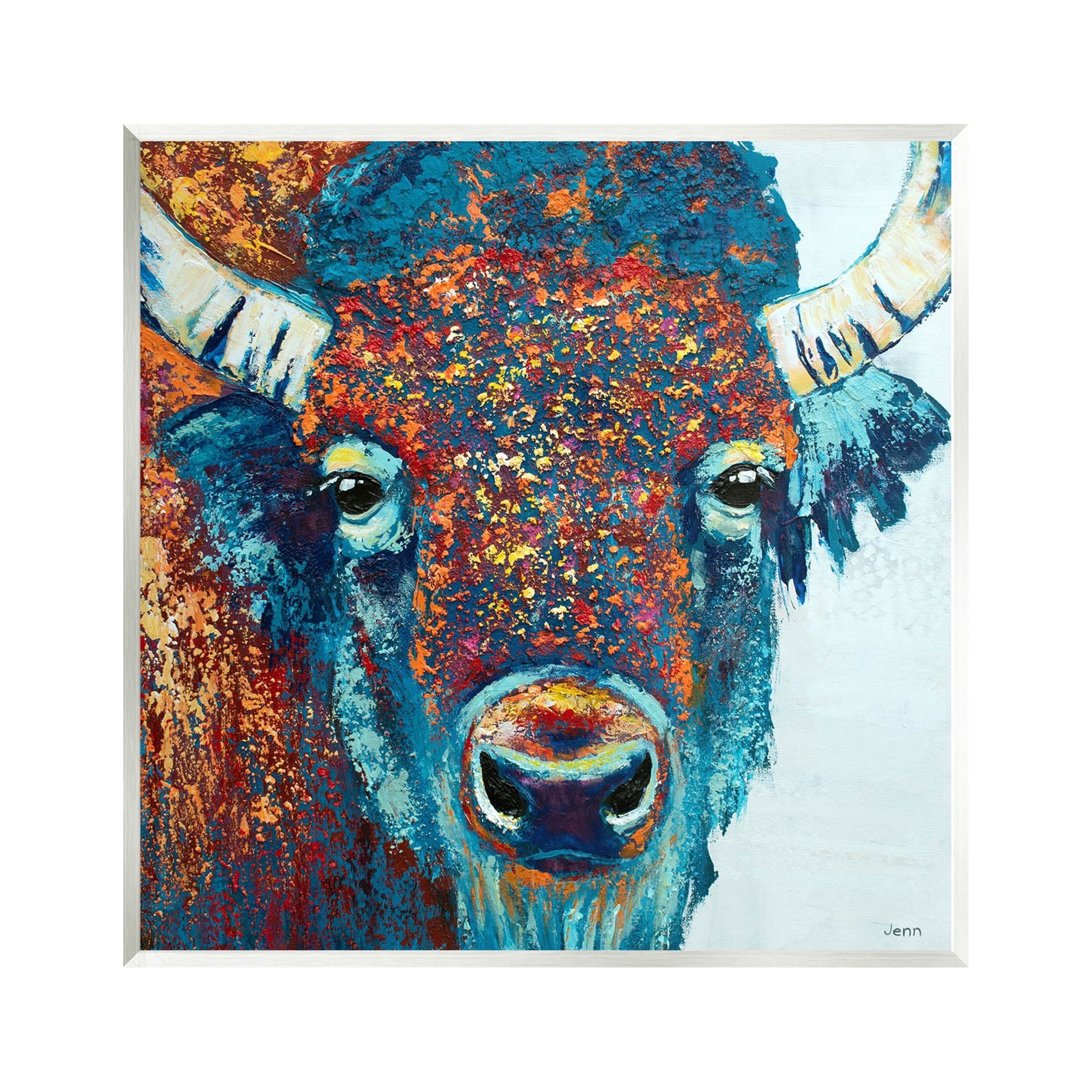 Bison Gazing Close Up Wildlife Animals & Insects Painting Unframed Art Print Wall Art