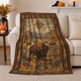 thumbnail image 1 of Bison Herd Autumn Field Dreamcatcher Sky Western Style, Peaceful Mountain Lake Scene, Warm Flannel Blanket for Cabin and Lodge, Outdoor Lovers Thanksgiving Gift, Artistic Home Decor, 1 of 9