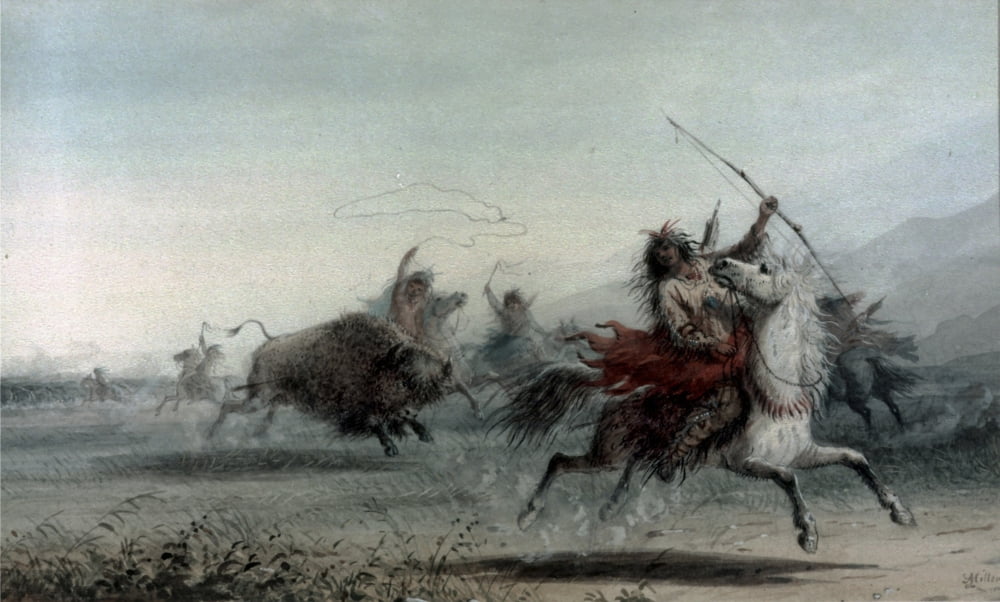 Bison Hunt Canvas Art -  (36 x 24)