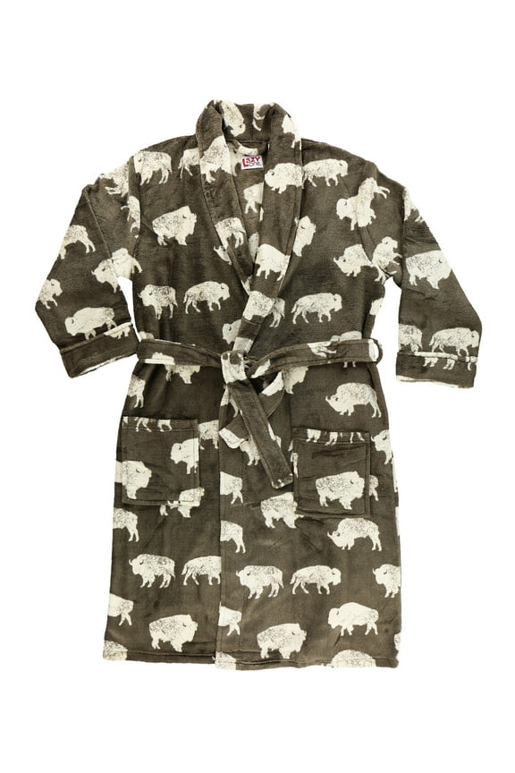 Bison Lazy One Ultra-Cozy Plaid Bathrobes for Men, Buffalo (L/xl)