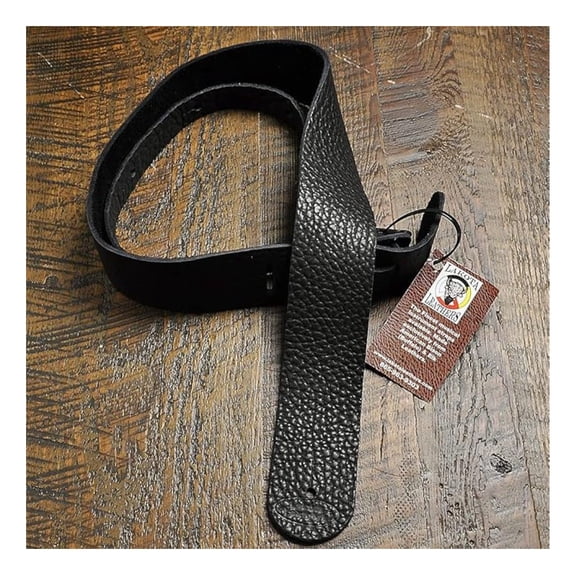 Bison Leather Guitar Strap - 2" Wide, Adjustable 37-58", Black - for Acoustic & Electric Guitars - Premium Comfort & Durability