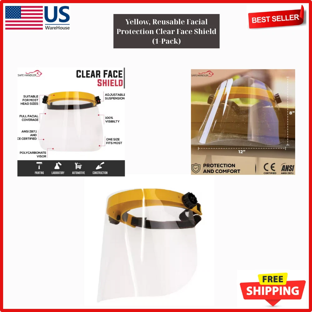 Bison Life |Blsh-Es-Sfs| Reusable Facial Protection Clear Face Shield, 1-Pack