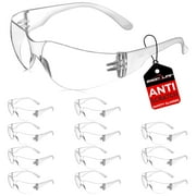 Bison Life Clear Safety Glasses, Pack of 12, ANSI Z87.1 Scratch & Impact Resistant, Polycarbonate Lens, One Size, Wrap Around Eyewear