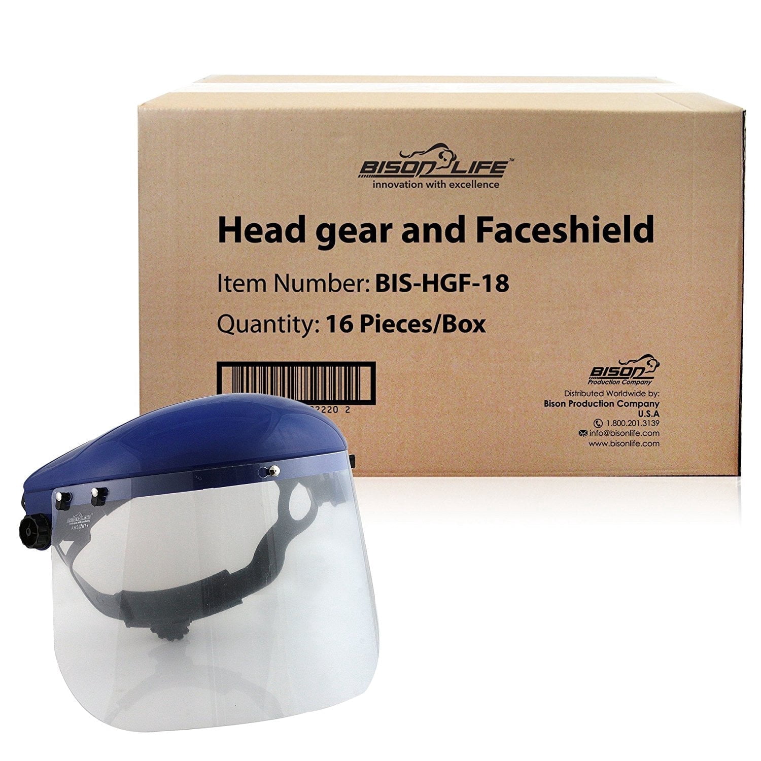 Bison Life Head Gear and Face Shield (Case of 16)