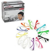 Bison Life Kids Protective Safety Glasses (Pack of 12) ANSI Z87.1, Clear Lens Multi-Color Temple, Impact & Scratch Resistant