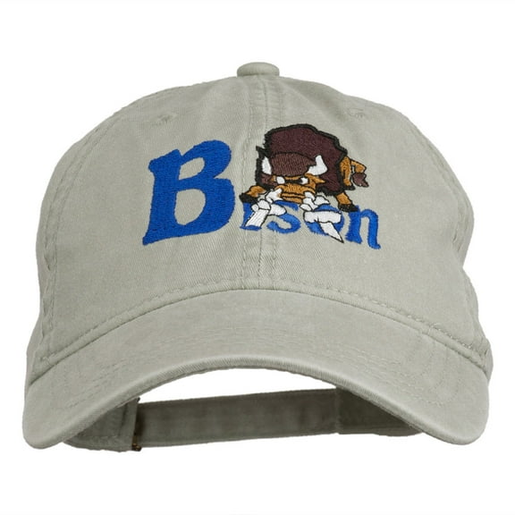 Bison Mascots Embroidered Washed Cap - Stone OSFM