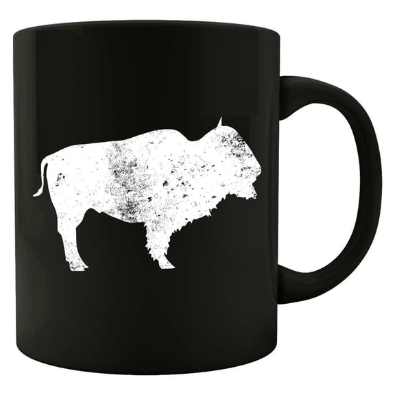 Bison 11 oz Coffee Mug - Unique Buffalo Design White Ceramic Gift