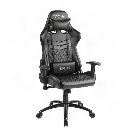 Bison Office Ergonomic Gaming Chair with High-Back Reclining Seat, Black