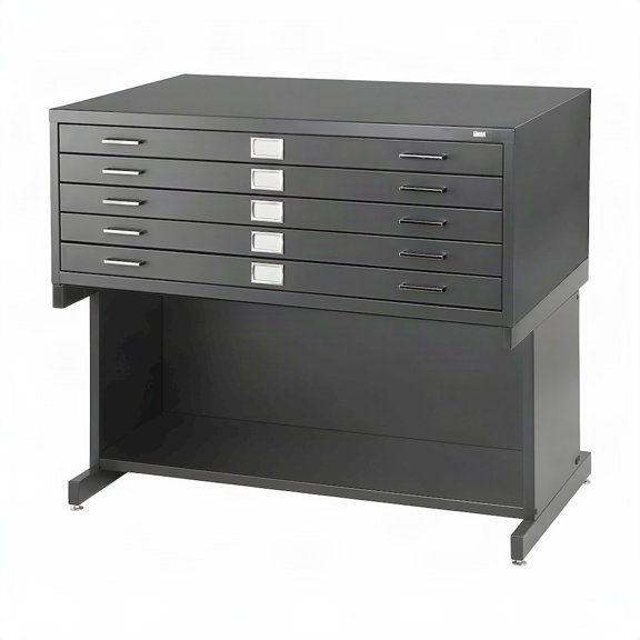 Bison Office Flat File High Base with Enclosed Steel Frame, Gray, 40.375