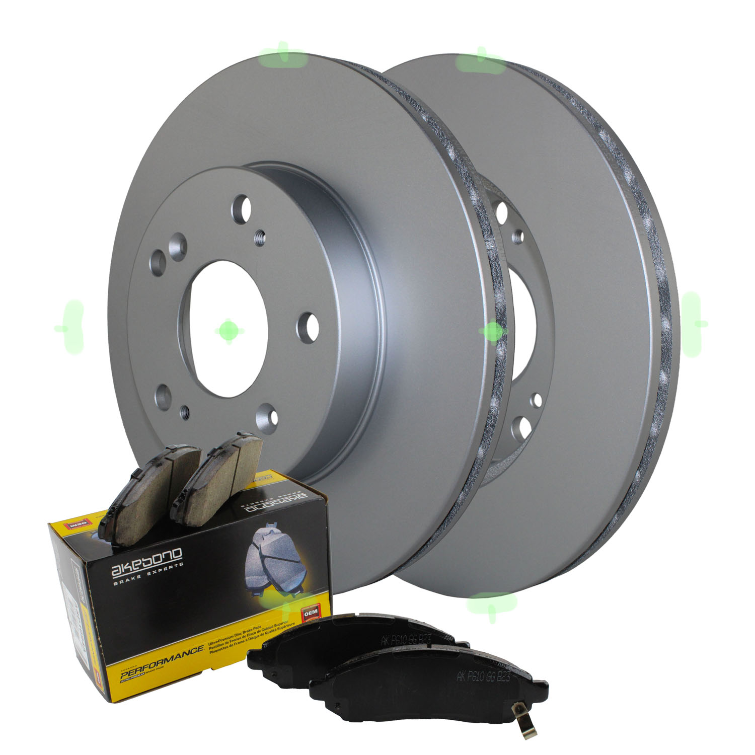 Bison Performance Coated Vented 296mm Disc Rotors and Akebono ProACT Ceramic Slotted Pad Set with Hardware Front Brake Kit For Nissan Rogue 並行輸入品