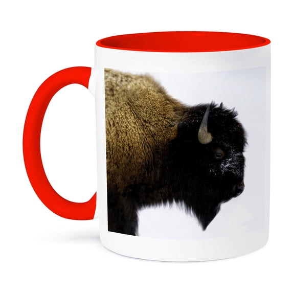 3dRose, Bison Portrait, 15oz Two-Tone Red Mug