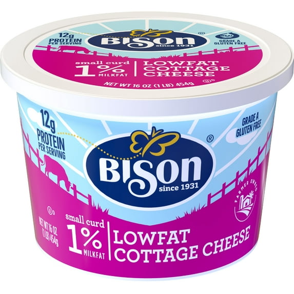 Bison Small Curd 1% Milkfat Cottage Cheese, 16 oz