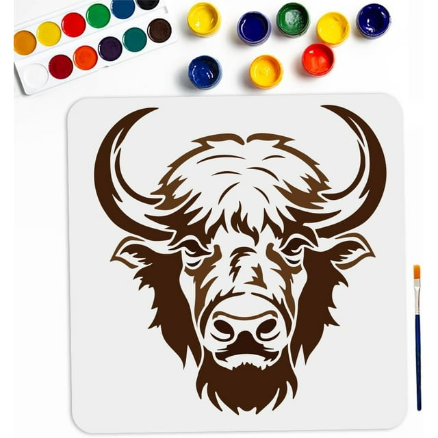 Bison Stencils 11.8×11.8inch Large Farm Animal Stencils with Paint