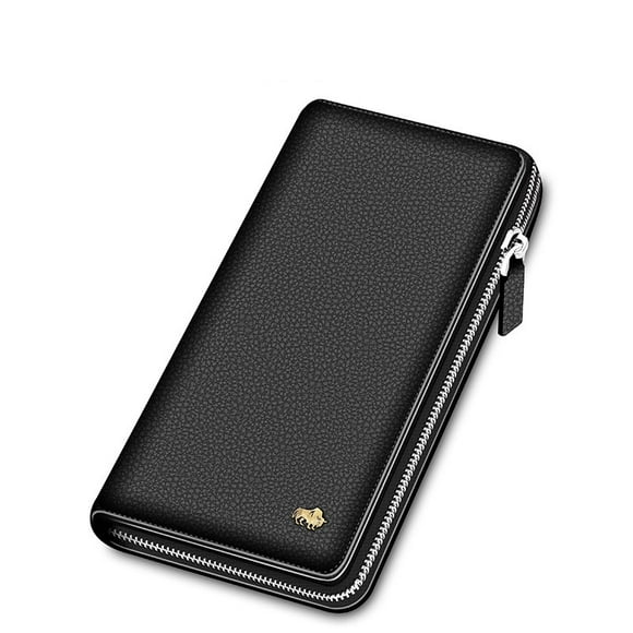 luxury genuine leather men wallets long zipper clutch purse business casual male holder phone wallet