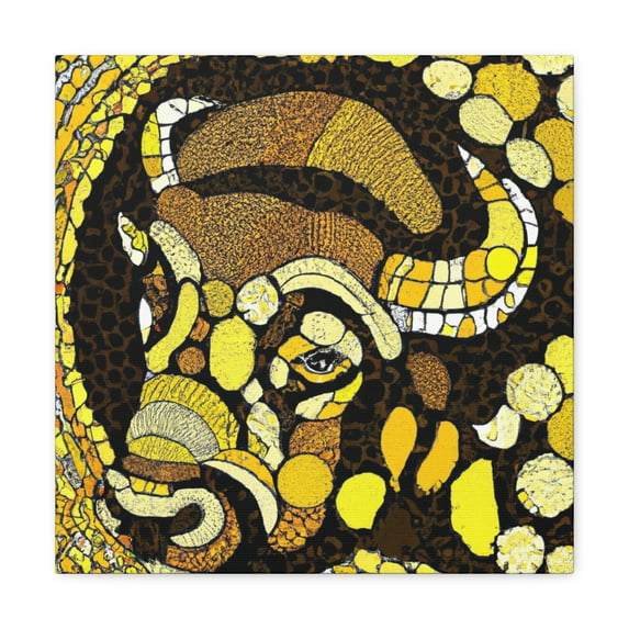 "Bison in Pointillism" - Canvas