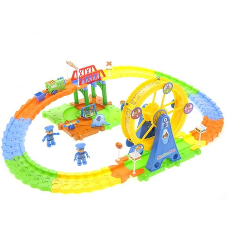 BisonTec Adventure Park with 2 Figures (72 Pieces) Play Train Set