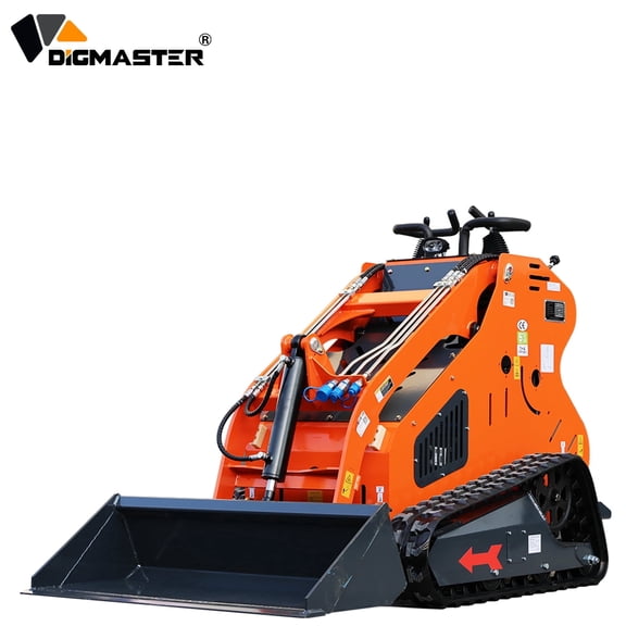 DigMaster 24HP Mini Skid Steer Loader 2-Cylinder Gas Tracked Stand-On Loader Compatible Multiple Attachments for Farm Landscaping & Construction EPA