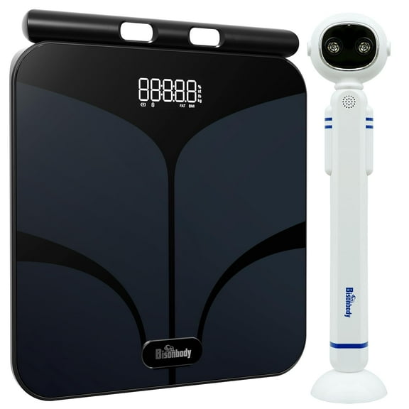 Bisonbody Smart Scale & Height Tracker for Kids – 29 Body Metrics with App Support – Digital BMI, Body Fat & Muscle Analyzer + Bluetooth Height Measuring Device with Quirky Astronaut Design