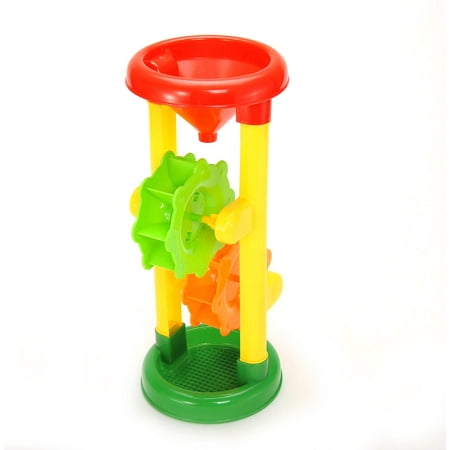 Bisontec Double Sand Wheel Beach Toy Set With Bucket, Shovels, Rakes, Sailboat and 3 Molds