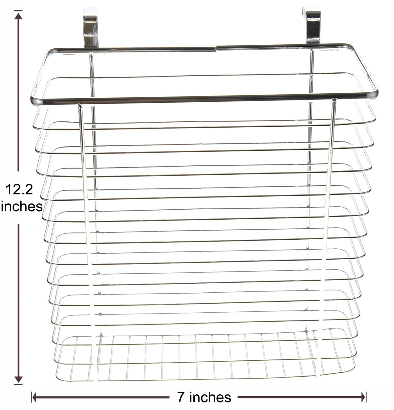 Bisontec Hanging Metal Chrome Cabinet Wastebasket or Storage Basket