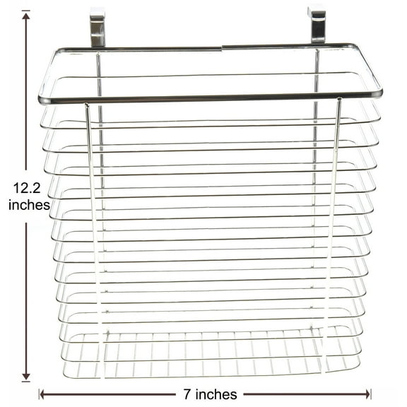 Bisontec Hanging Metal Chrome Cabinet Wastebasket or Storage Basket
