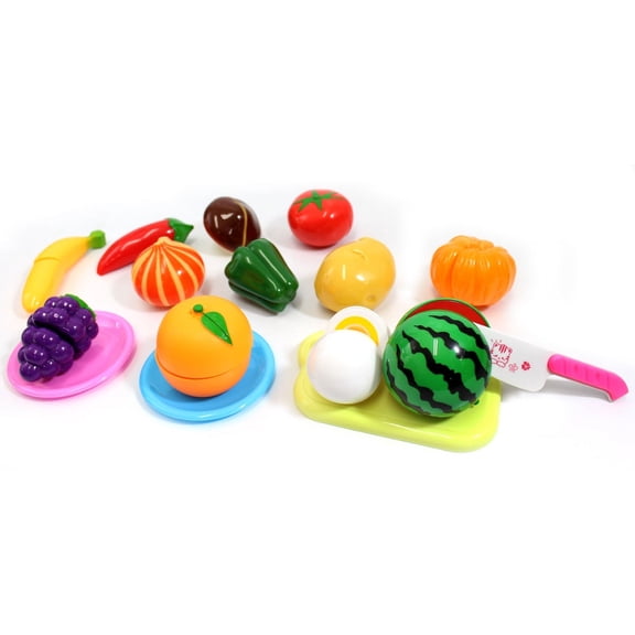 Bisontec Kitchen Fun Cutting Fruits & Vegetables Play Food Playset