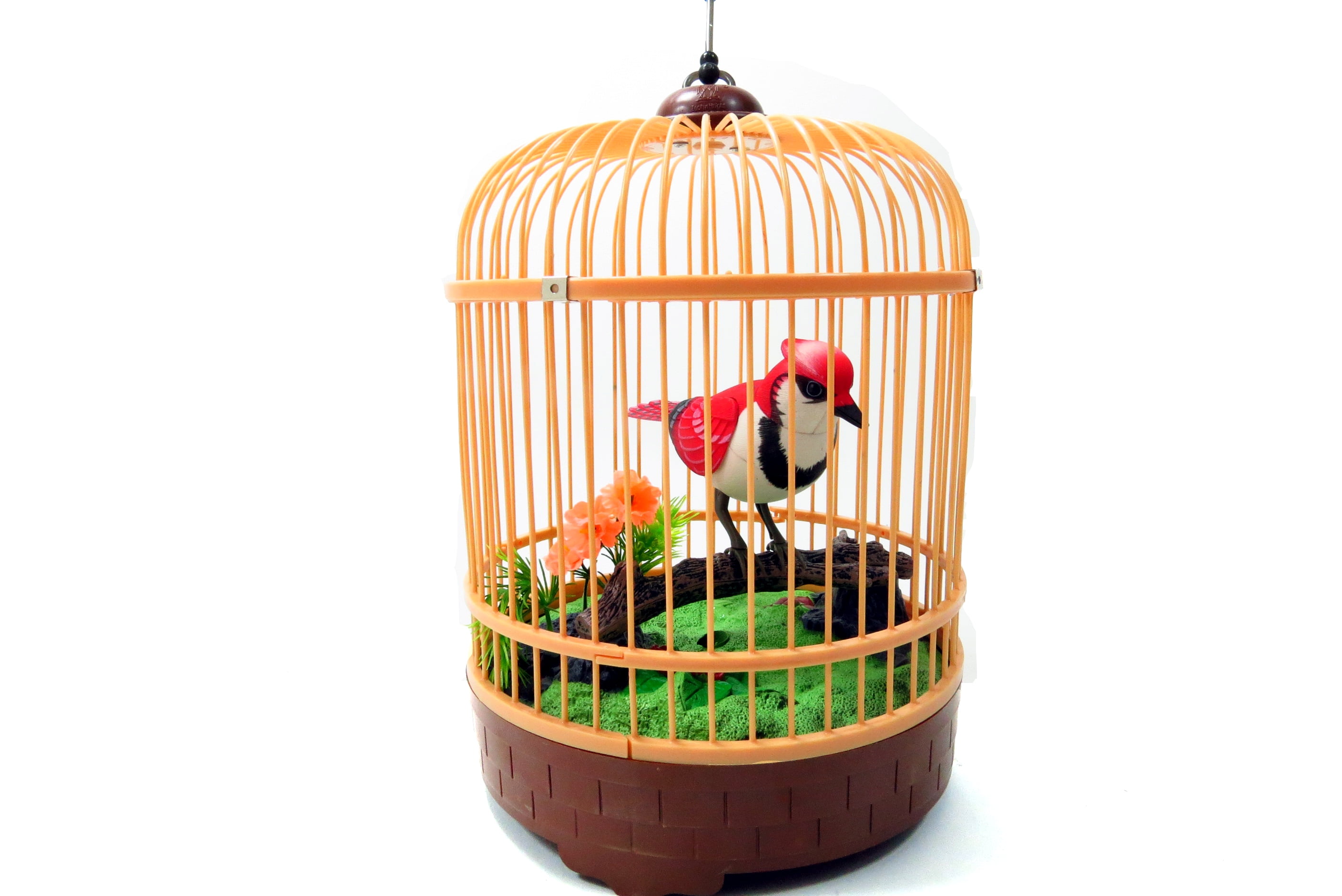 Bisontec Singing & Chirping Bird In Cage - Realistic Sounds & Movements (Red)
