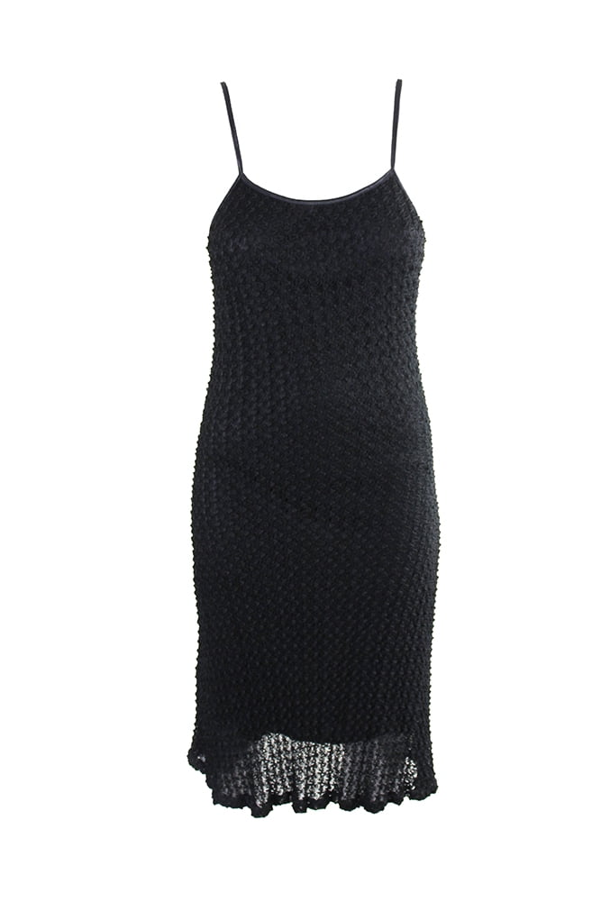 Bisou Bisou Black Textured Spaghetti Strap Sheath Dress L, Women's, Size: Large