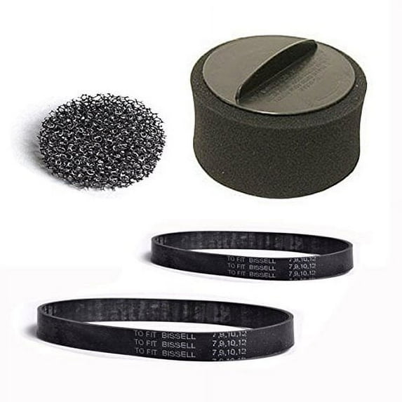 Bissell 2037913 & 2031215 & AF6967 Or 17364 (Power Force & Helix Turbo Inner and Outer Filter Set With 1pk Pre Motor Filter and 2pk Style 7, 9, 10, 12, 14 Flat Belts)