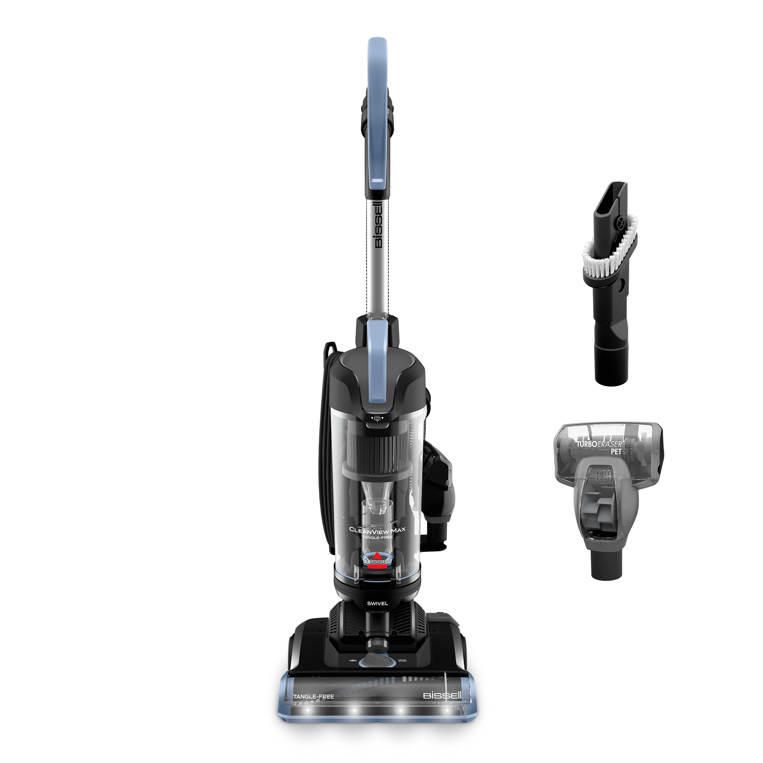 BISSELL CleanView Max Tangle-Free Bagless Upright Vacuum, Pet Friendly, with LED Headlights, Active Extension Wand, and Tangle-Free Brush Roll, Model 4072, Blue