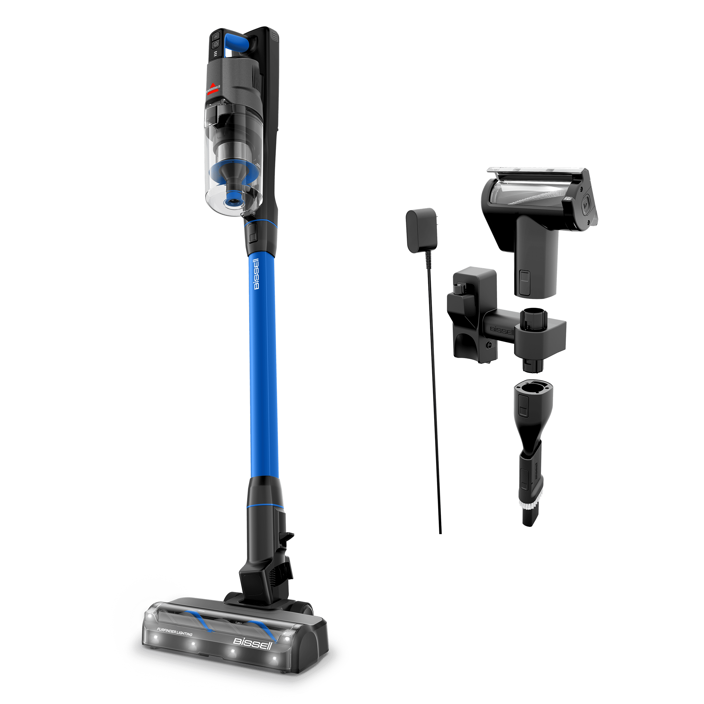 BISSELL PowerClean FurFinder 200W Self-Standing Cordless Stick Vacuum, Carpet, Area Rugs, Hard Floor, Upholstery, Removeable Battery, LED Headlights, HEPA, Up to 40 minute run time, Model 4026
