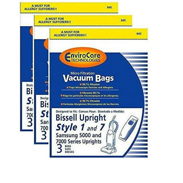 Bissell PowerForce Style 1 and 7 Upright Vacuum Bags 9 Pack